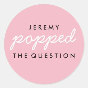 Popped the Question Popcorn Welcome Bag Sticker