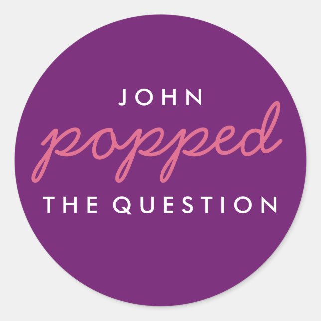 Popped the Question Popcorn Welcome Bag Sticker (Front)