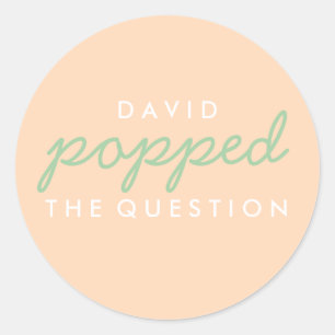 Popped the Question Popcorn Welcome Bag Sticker