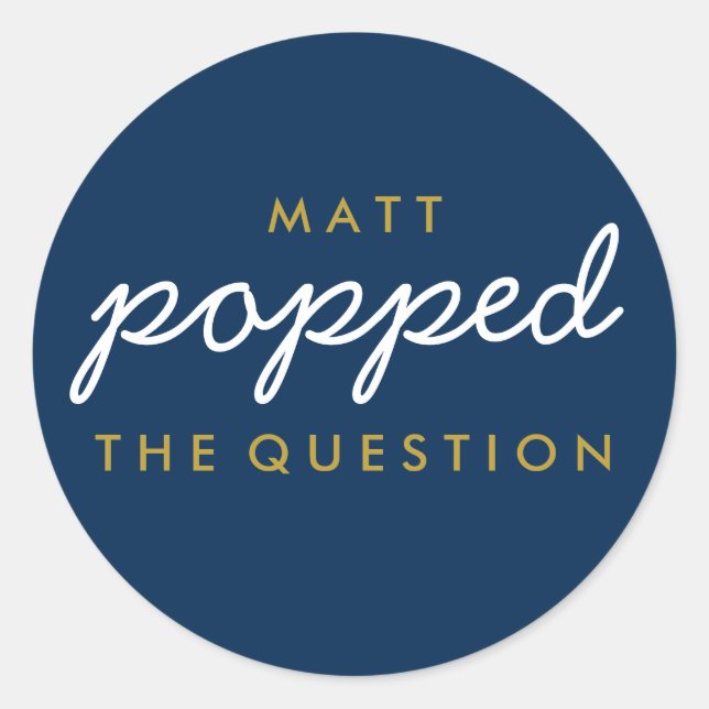 Popped the Question Popcorn Welcome Bag Sticker (Front)