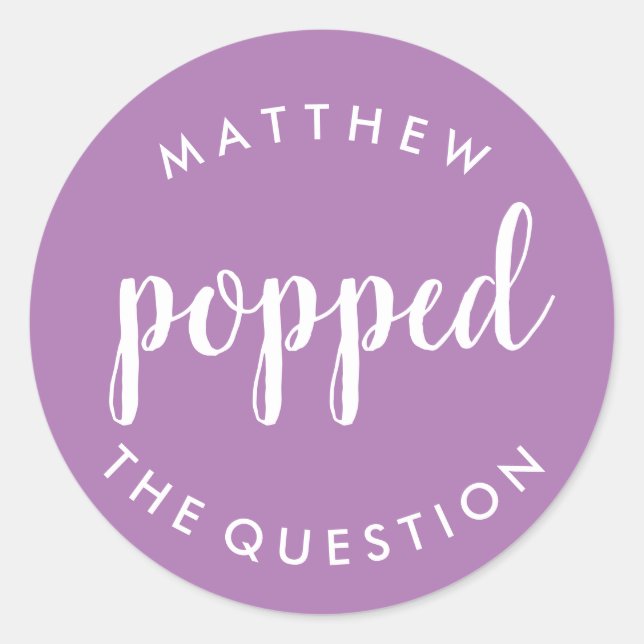 Popped the Question Sticker Lavender Purple (Front)