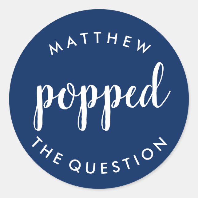Popped the Question Sticker Navy Blue (Front)