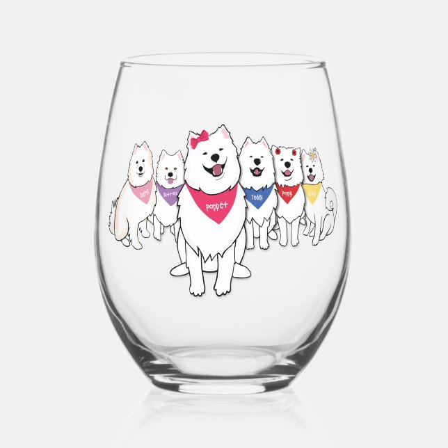 Poppet and the gang stemless wine glass (Front)