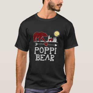 Poppi Bear Christmas Pajama Red Plaid Buffalo T-Shirt