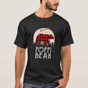 Poppi Bear Christmas Pajama Red Plaid Buffalo T-Shirt