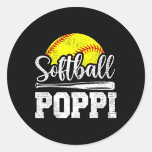 Poppi Softball Player Game Day Father's Day Gift Classic Round Sticker