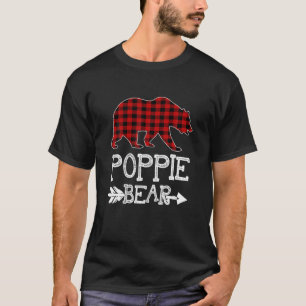 Poppie Bear Christmas Xmas Pajama Red Plaid Buffal T-Shirt