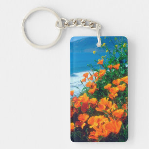 Poppies along the Pacific Coast near Big Sur Key Ring