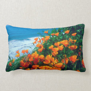 Poppies along the Pacific Coast near Big Sur Lumbar Cushion