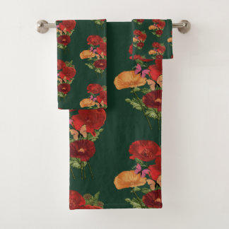 Poppies And Butterflies  Bath Towel Set