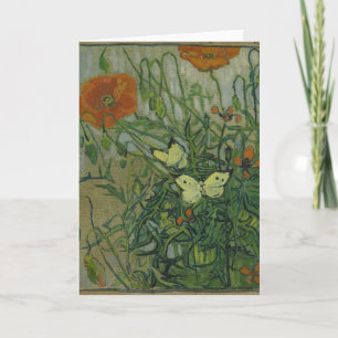 Poppies and Butterflies by Vincent Van Gogh Card