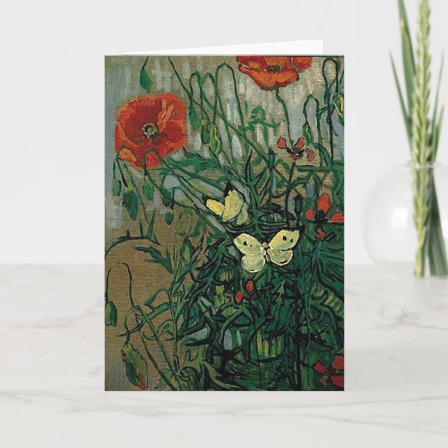 Poppies and Butterflies (F748) Van Gogh Fine Art Card (Front)