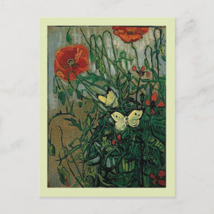 Poppies and Butterflies (F748) Van Gogh Fine Art Postcard