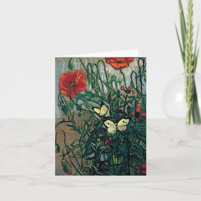 Poppies and Butterflies Van Gogh Fine Art Card (Front)