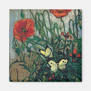Poppies and Butterflies Van Gogh Fine Art Magnet