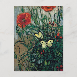 Poppies and Butterflies Van Gogh Fine Art Postcard