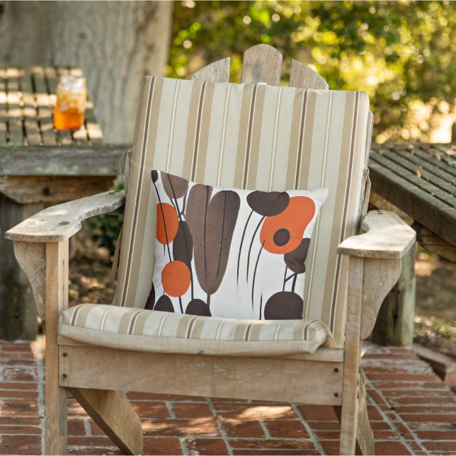 Poppies and catttails minimalist art cushion (Chair)