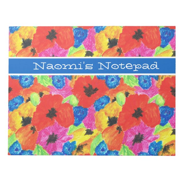 Poppies and Cornflowers Customisable Notepad (Front)