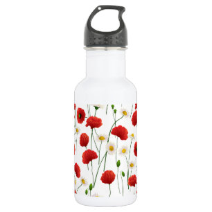 Poppies and daisies 532 ml water bottle