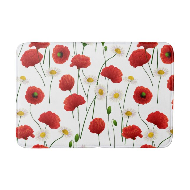 Poppies and daisies bath mat (Front)