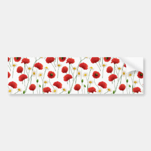 Poppies and daisies bumper sticker
