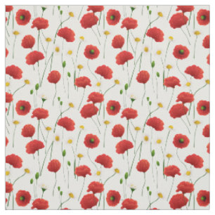 Poppies and daisies fabric