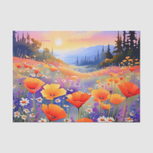 Poppies and Daisies in Bloom Tissue Paper