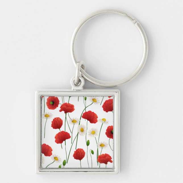 Poppies and daisies key ring (Front)