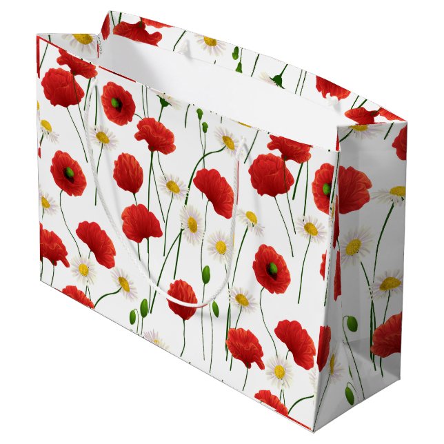 Poppies and daisies large gift bag (Back Angled)