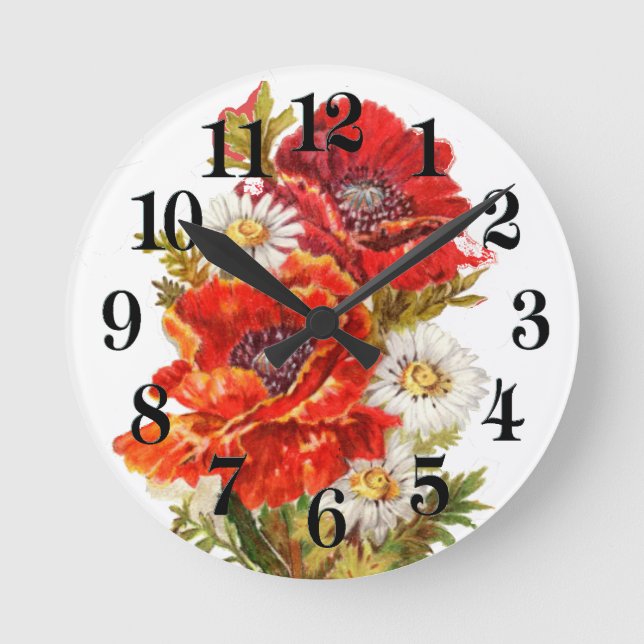 Poppies and Daisies Round Clock (Front)