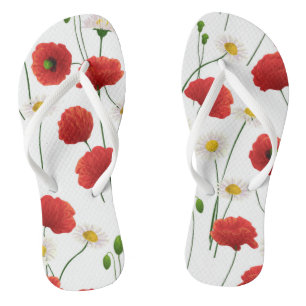 Poppies and daisies thongs