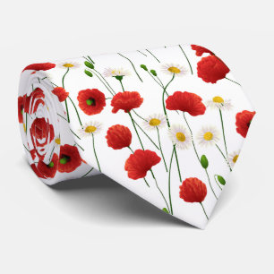 Poppies and daisies tie