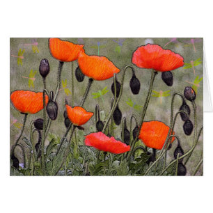 Poppies and Dragonflies Card