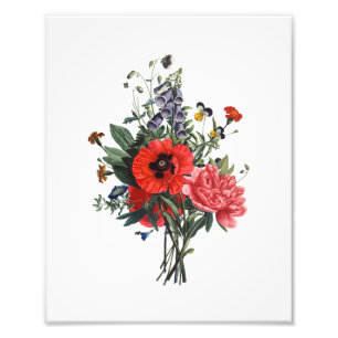 Poppies and Foxgloves Bouquet Photo Print