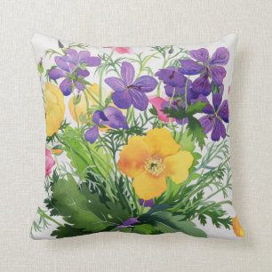 Poppies and Geraniums Cushion