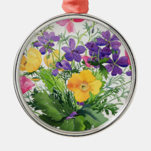 Poppies and Geraniums Metal Tree Decoration