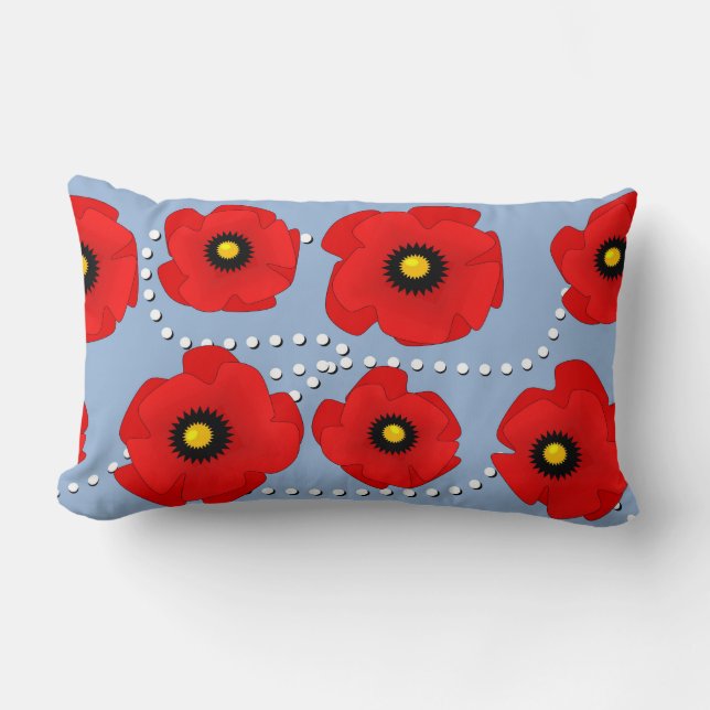 Poppies and Pearls Pillow (Front)
