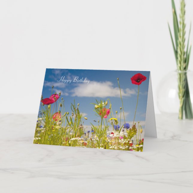 Poppies and Wildflowers Birthday Card (Front)