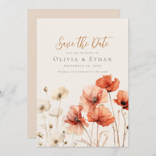 Poppies and Wildflowers Save the Date Invitation