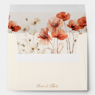 Poppies and Wildflowers Wedding  Envelope