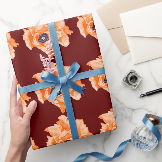 Poppies Bordo Wrapping Paper (Gifting)