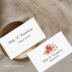 Poppies Bouquet Place Card Template
