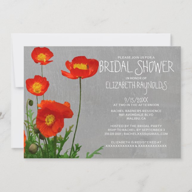 Poppies Bridal Shower Invitations (Front)