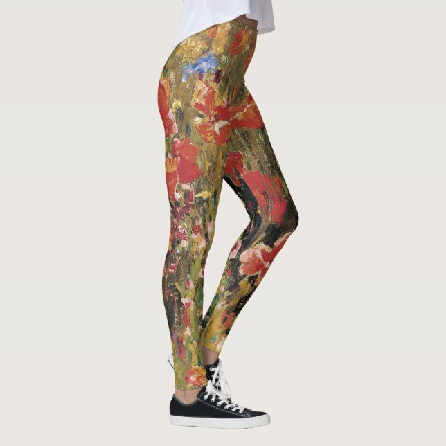 Poppies by Robert Vonnoh, Vintage Impressionism Leggings (Right)