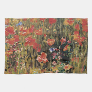 Poppies by Robert Vonnoh, Vintage Impressionism Tea Towel