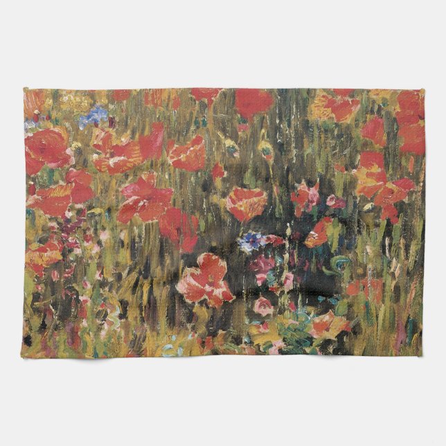 Poppies by Robert Vonnoh, Vintage Impressionism Tea Towel (Horizontal)