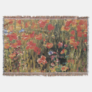 Poppies by Robert Vonnoh, Vintage Impressionism Throw Blanket