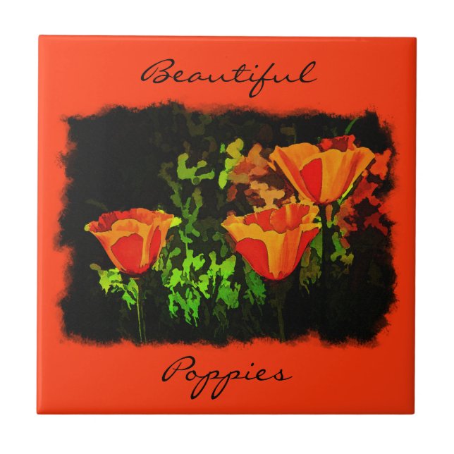 Poppies Ceramic Tile (Front)
