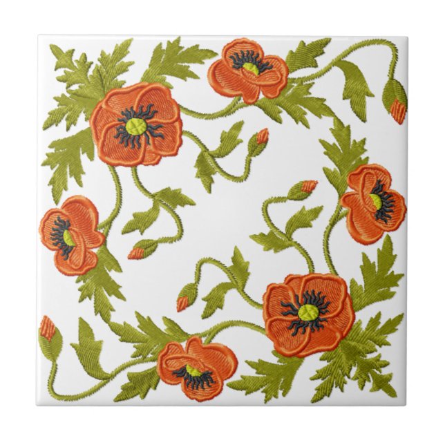 Poppies Ceramic Tile (Front)