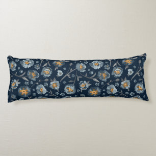 Poppies Charming Blue Grey Floral Body Cushion